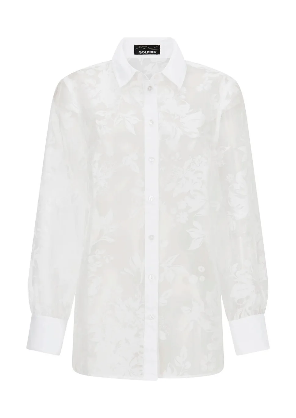 Chemisier en tissu dévoré, avec motif floral