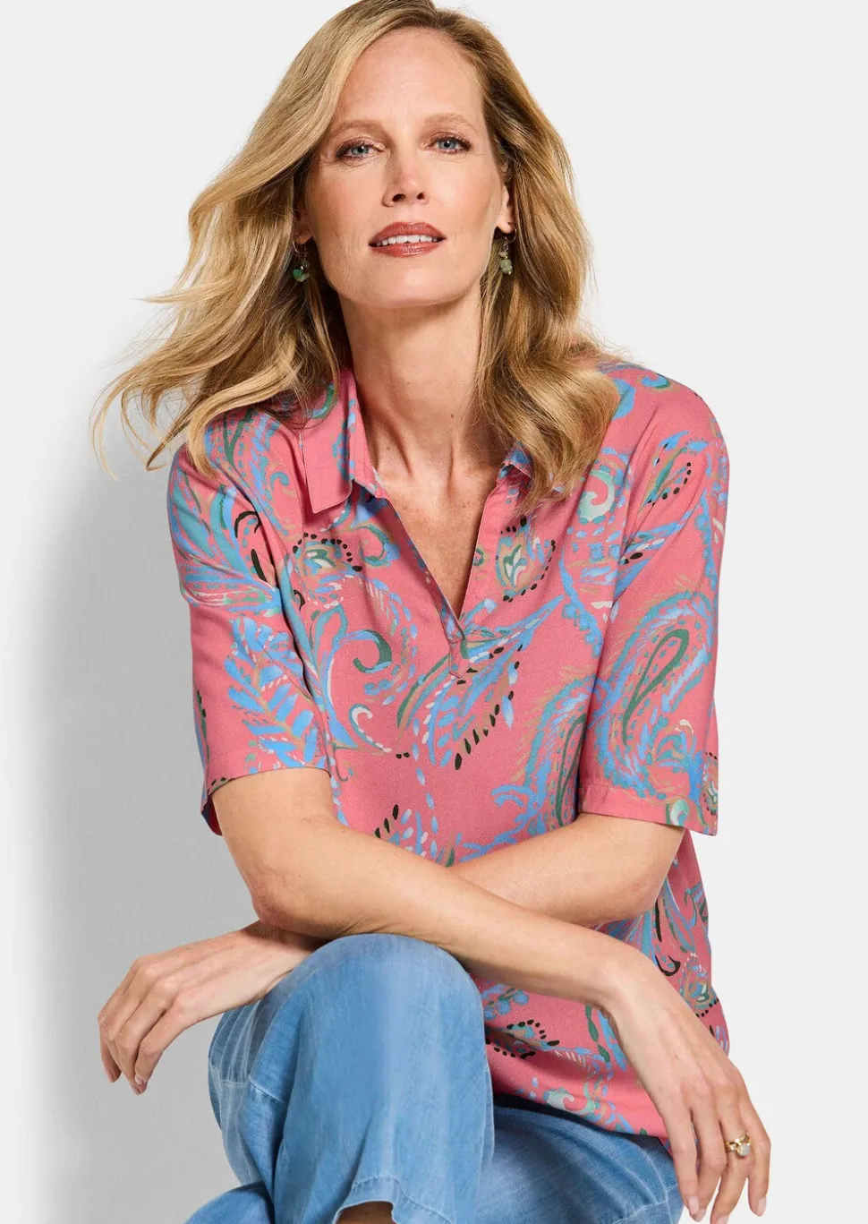Chemisier à motif cachemire en pure viscose