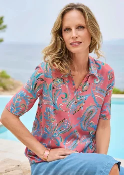 Chemisier à motif cachemire en pure viscose