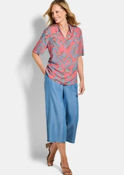 Chemisier à motif cachemire en pure viscose