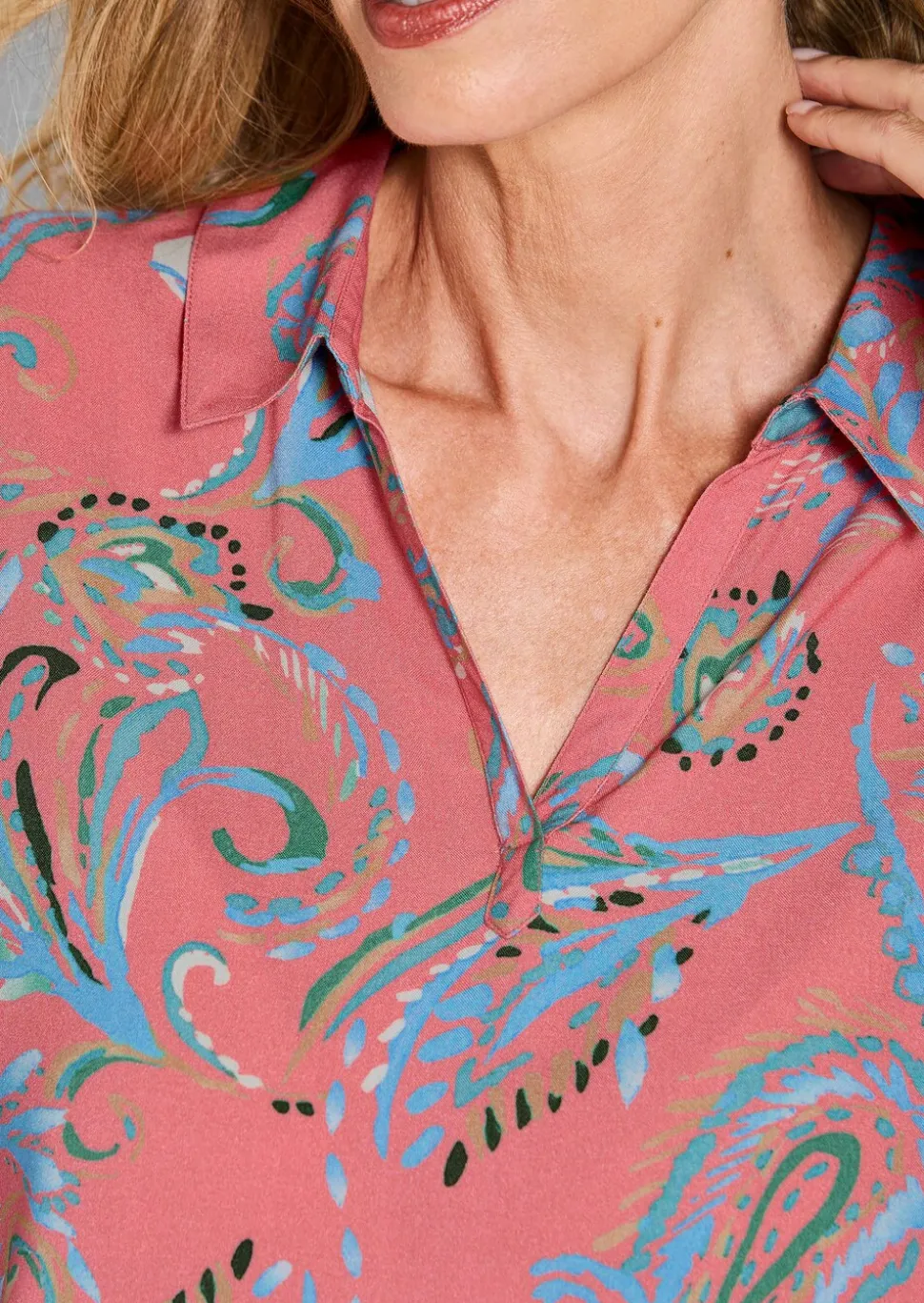 Chemisier à motif cachemire en pure viscose