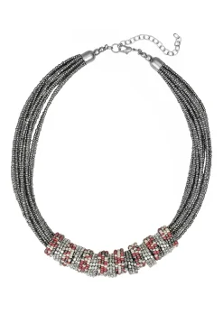 Collier de perles en verre, aspect métallisé