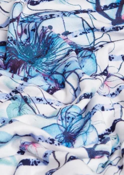 Confortable T-shirt imprimé de fleurs et rayures