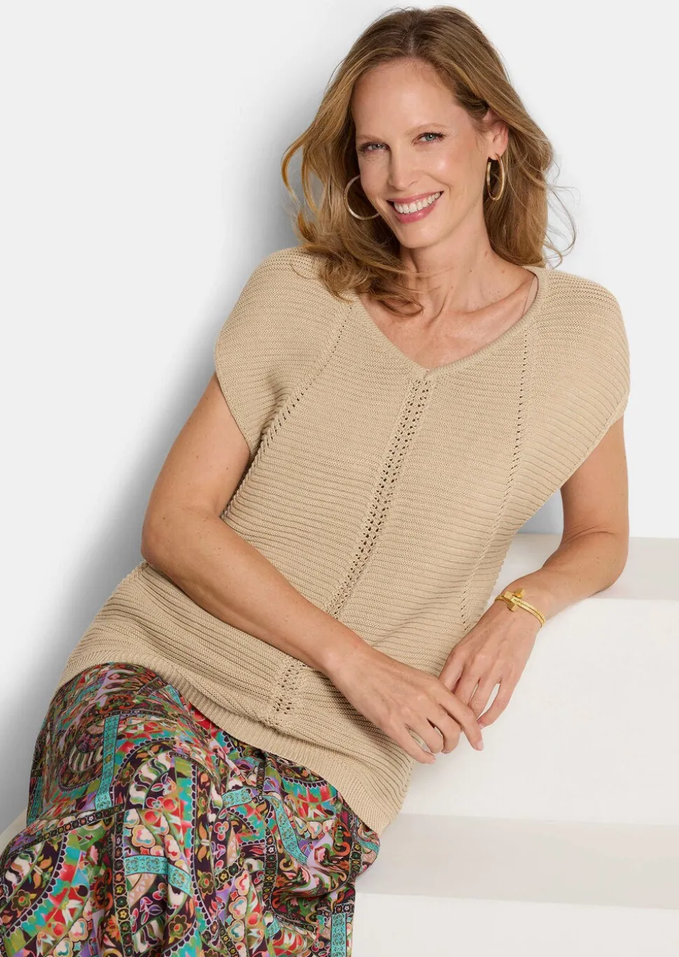 Débardeur en tricot à la brillance raffiné