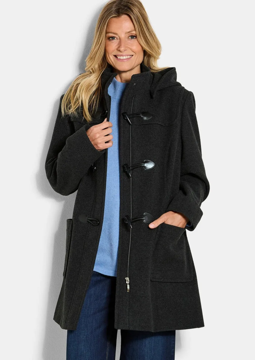Duffle-coat classique en laine mélangée