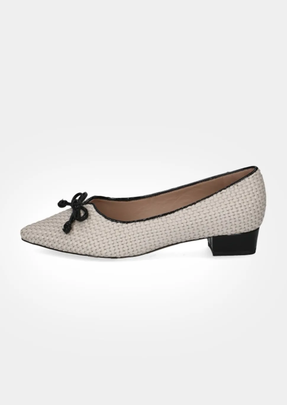 Escarpins en cuir, aspect tressé, avec talon bloc