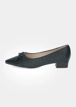 Escarpins en cuir, aspect tressé, avec talon bloc