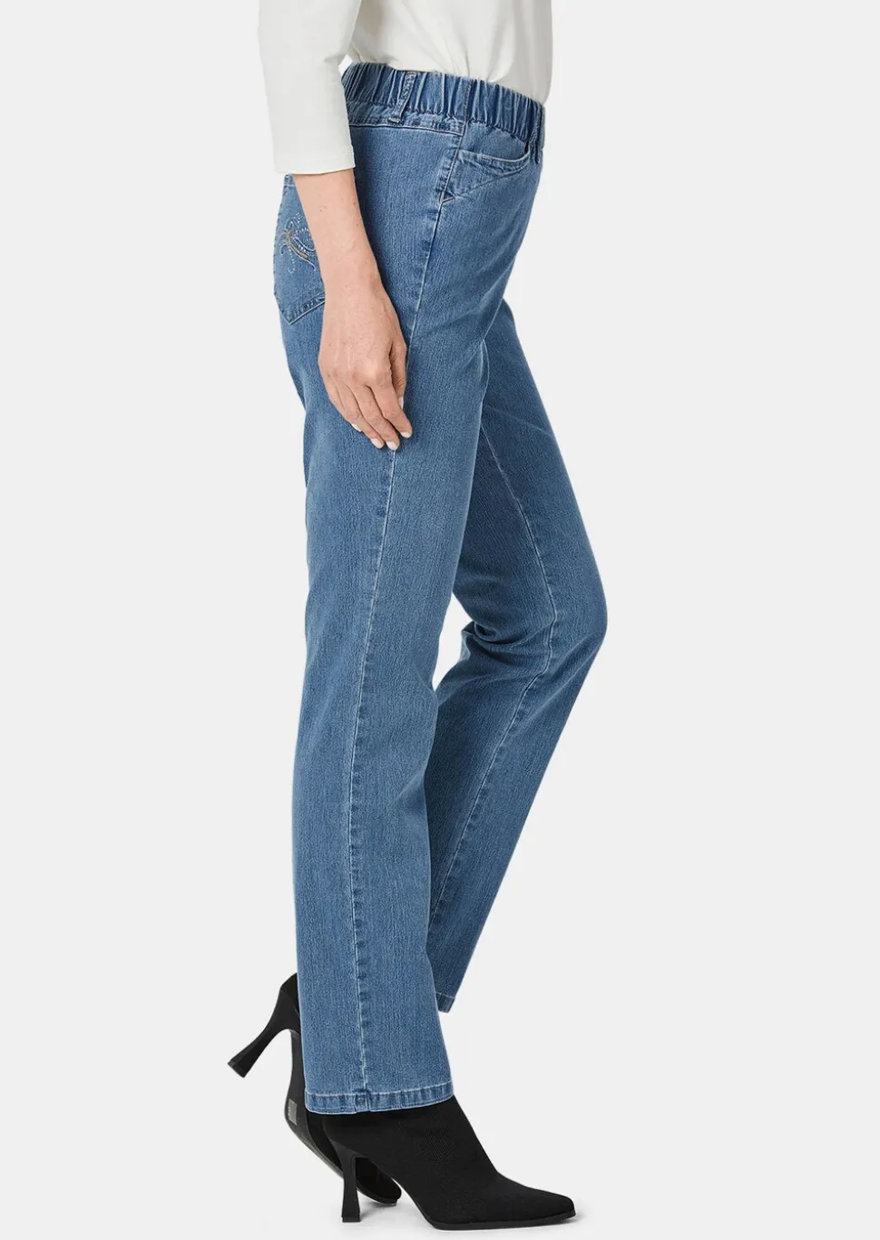 Jean CARLA à taille élastique orné de pierres scintillantes