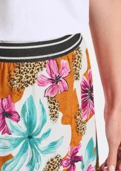 Jupe en jersey avec imprimé floral et animalier