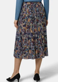 Jupe plissée midi à motif cachemire
