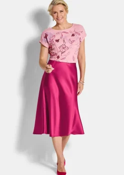 Jupe évasée en satin avec taille élastique