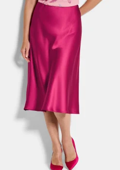 Jupe évasée en satin avec taille élastique