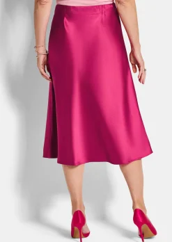 Jupe évasée en satin avec taille élastique