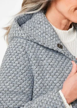 Manteau court bicolore en laine mélangée