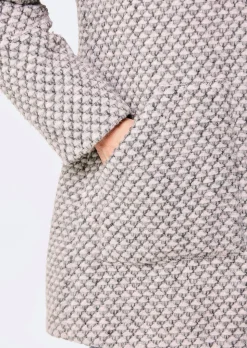 Manteau court bicolore en laine mélangée