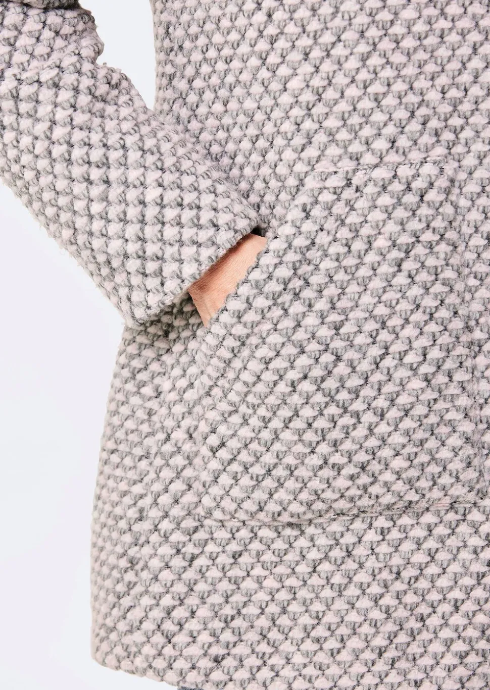 Manteau court bicolore en laine mélangée