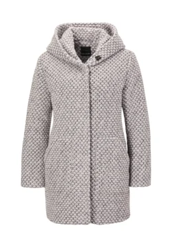 Manteau court bicolore en laine mélangée