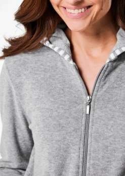 Manteau d'intérieur en éponge avec zip et capuche