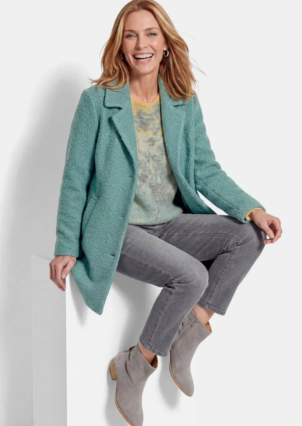 Manteau droit en douce bouclette