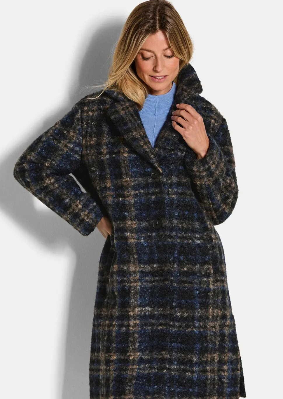 Manteau en bouclette à carreaux