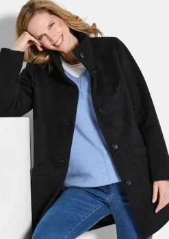 Manteau laineux avec col montant