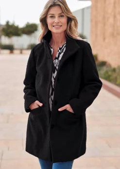 Manteau laineux avec col montant