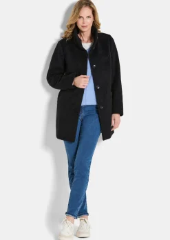 Manteau laineux avec col montant