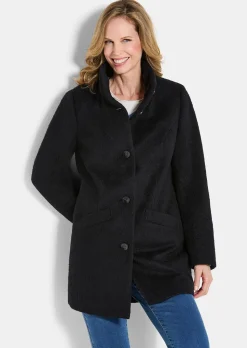 Manteau laineux avec col montant