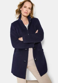 Manteau laineux avec col montant