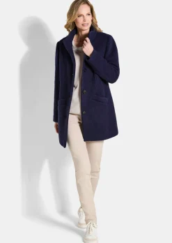 Manteau laineux avec col montant