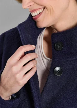 Manteau laineux avec col montant