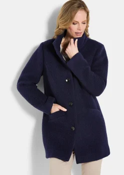 Manteau laineux avec col montant
