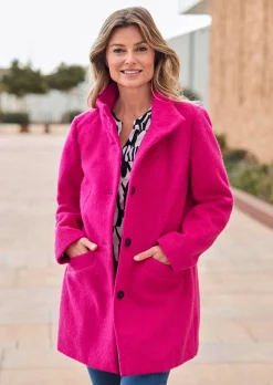 Manteau laineux avec col montant