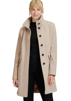 Manteau laineux avec motif à chevrons