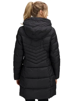 Manteau matelassé avec capuche en tissu fourrure