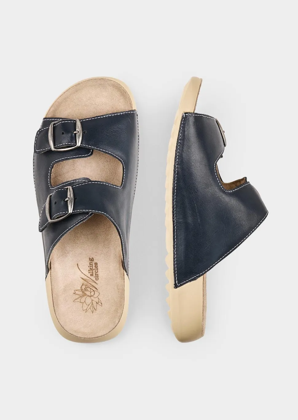 Mules en cuir avec boucles en métal
