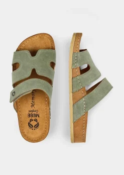 Mules en cuir avec fermeture velcro