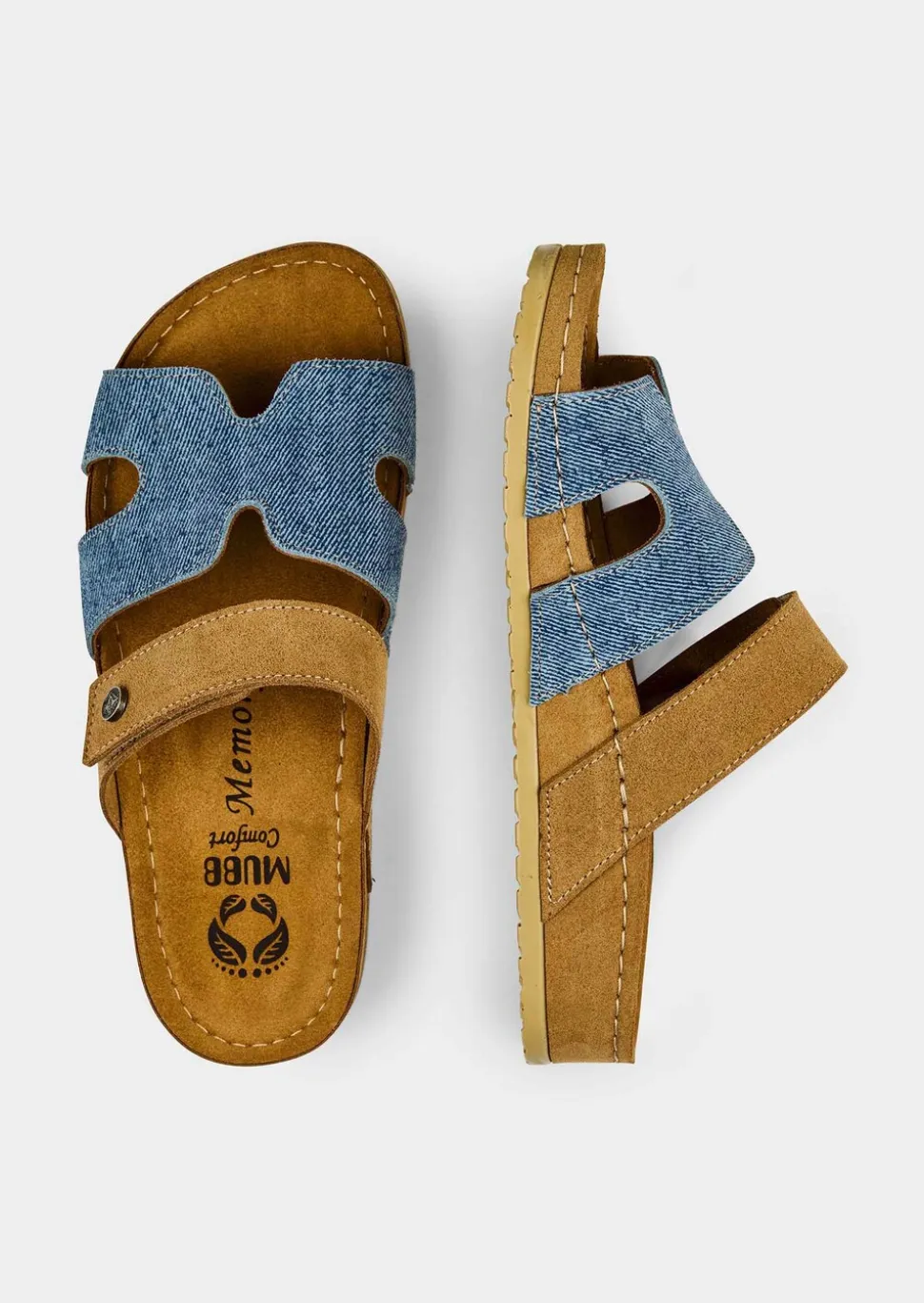 Mules en cuir avec fermeture velcro