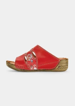 Mules en cuir avec imprimé floral