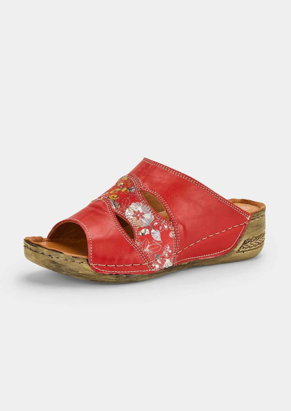 Mules en cuir avec imprimé floral