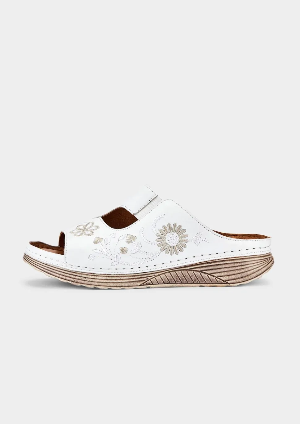 Mules en cuir avec motif floral