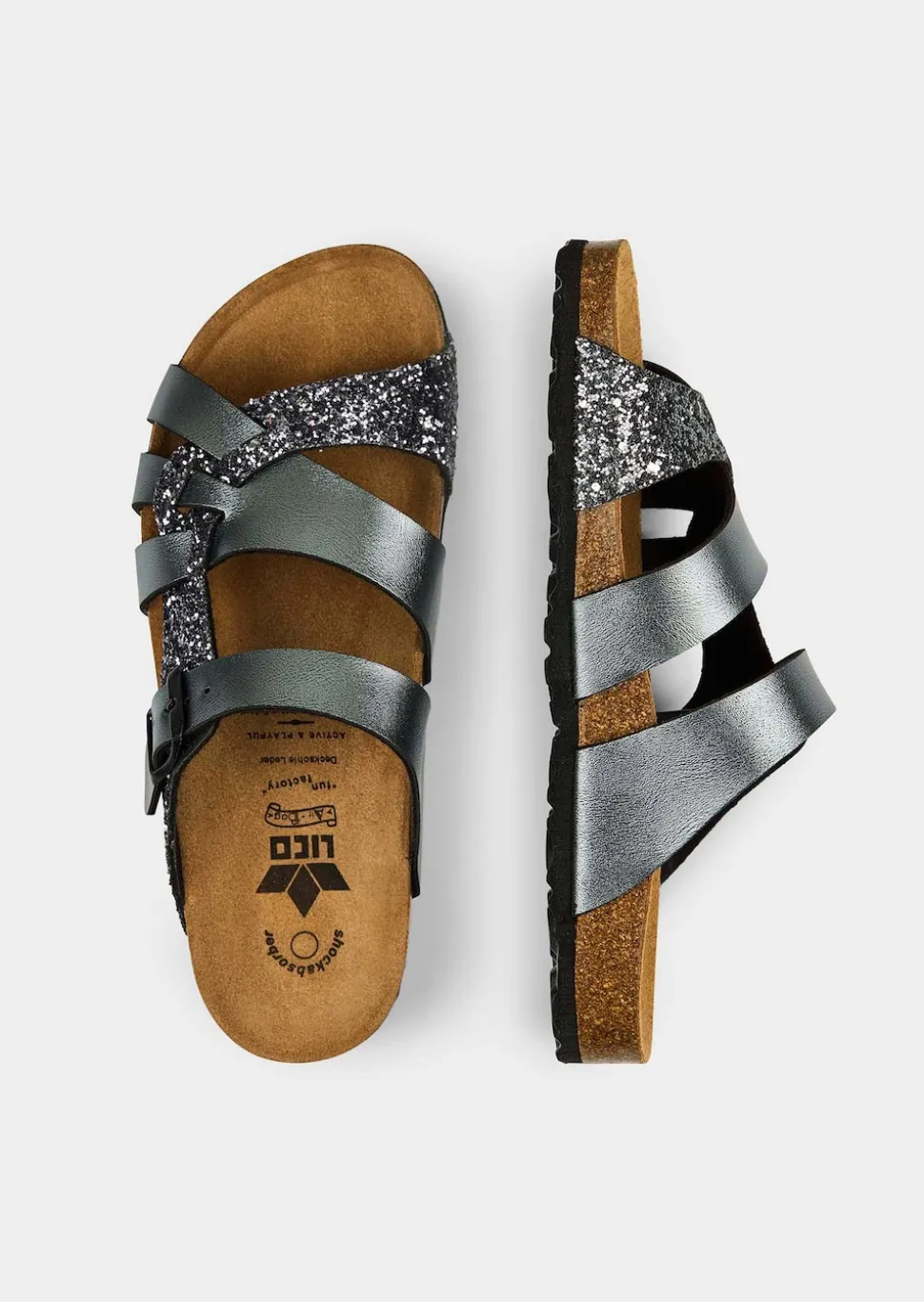 Mules scintillantes en cuir