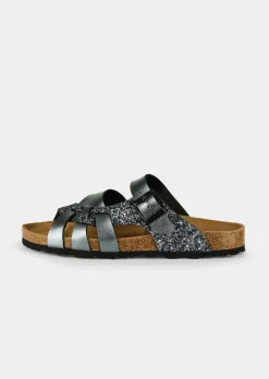 Mules scintillantes en cuir