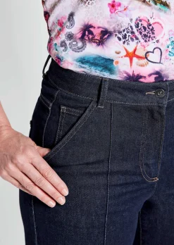 Pantacourt en jean VERA avec ceinture montée en forme