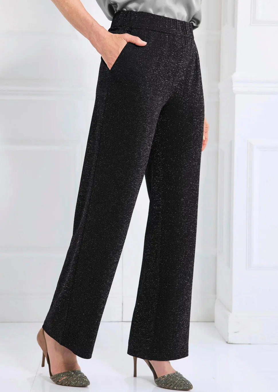 Pantalon ample VERA en jersey brillant