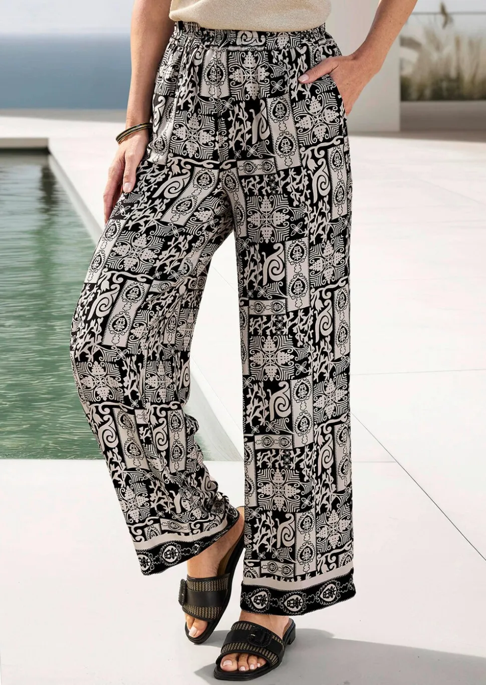 Pantalon ample VERA en satin de viscose