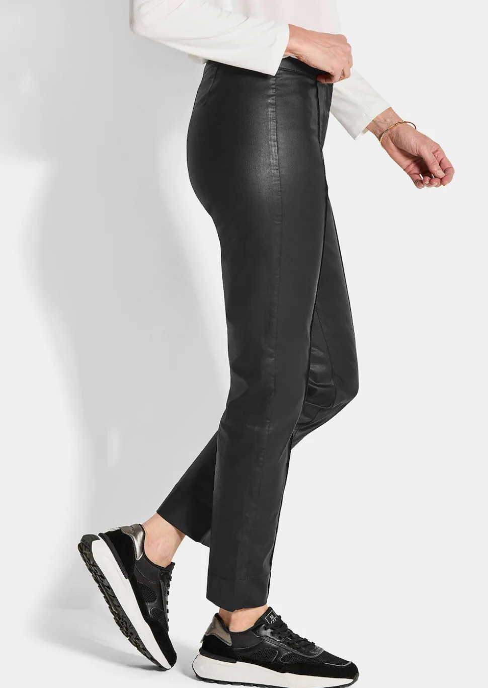 Pantalon BELLA avec revêtement aspect cuir