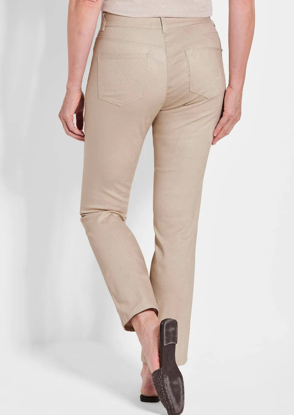 Pantalon CARLA avec imprimé floral légèrement brillant
