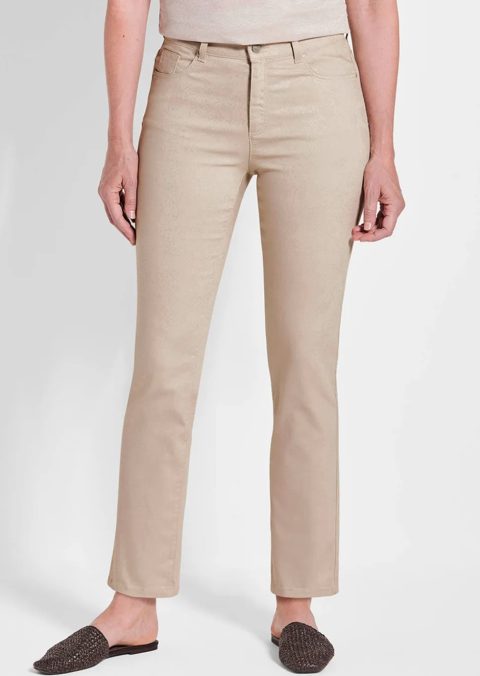 Pantalon CARLA avec imprimé floral légèrement brillant