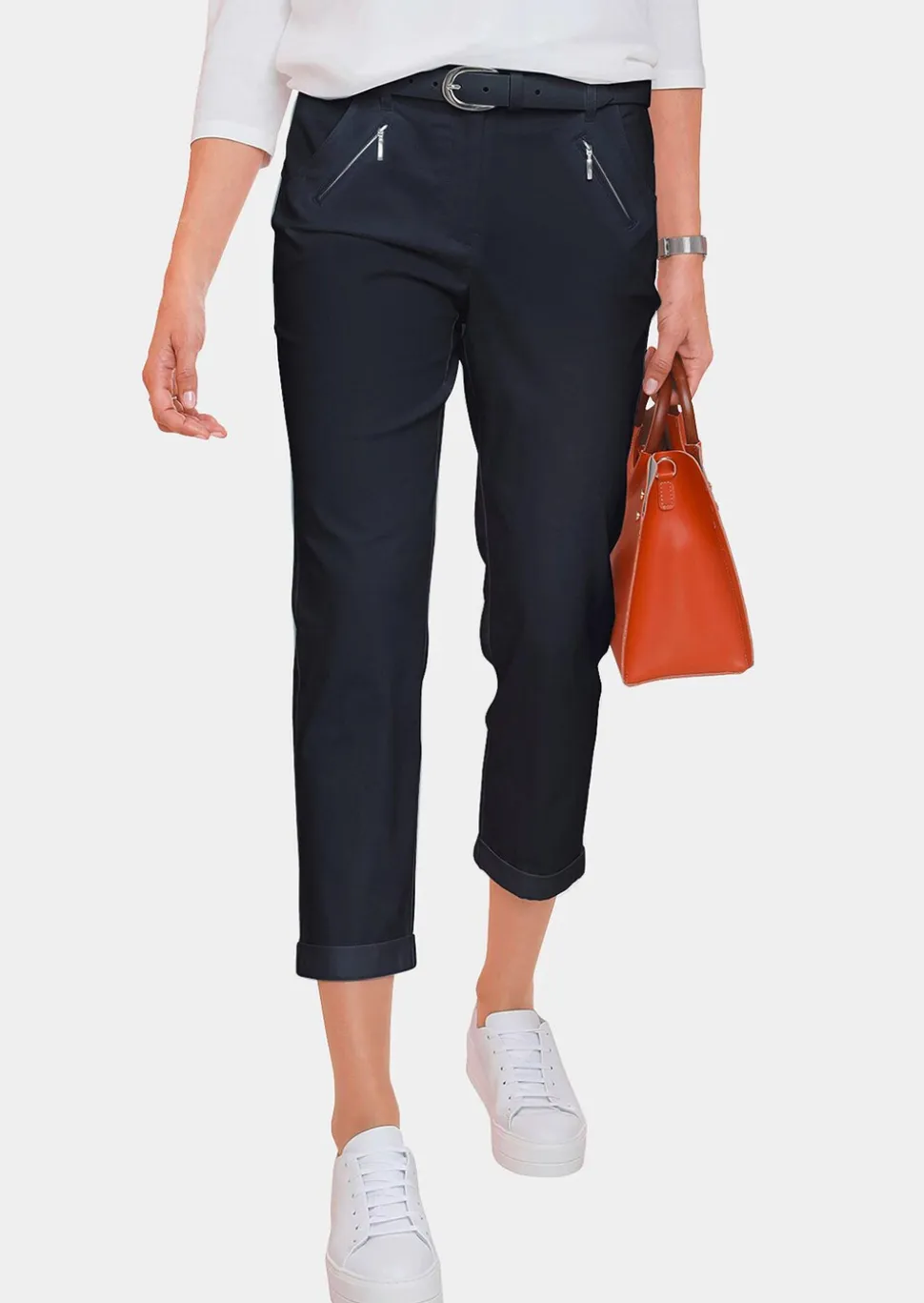 Pantalon chino LOUISA ultra-doux, en longueur cheville